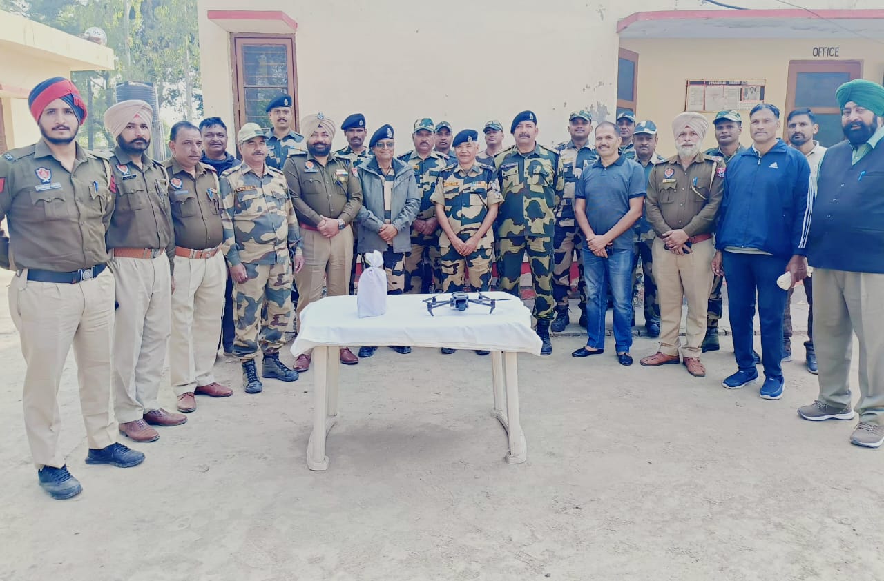 BSF, Punjab police officials show drone recovered