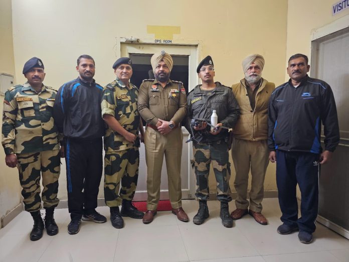 BSF, Punjab police officials show drone recovered
